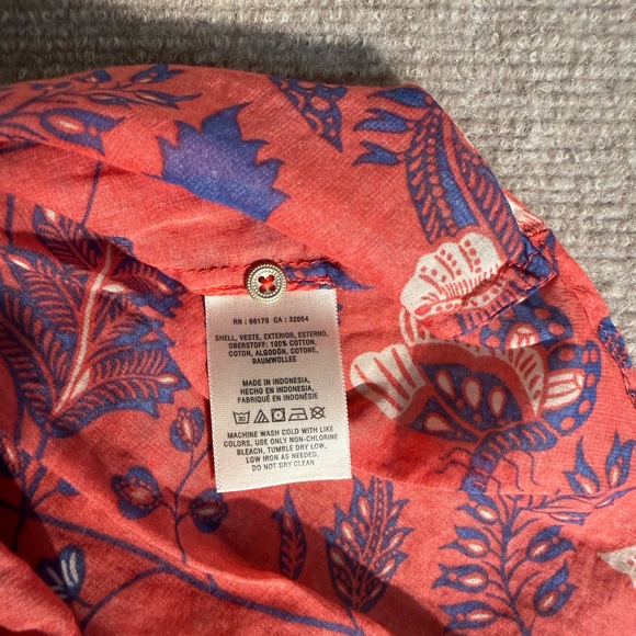 Maeve by Anthropologie Abella Butterfly Floral Crochet Trim Blouse Red Blue – 6 - Picture 6 of 6